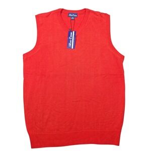 Blue‎ Ocean V-Neck Sweater Vest Solid Red Sz M NWT Classic Preppy Knit Layering